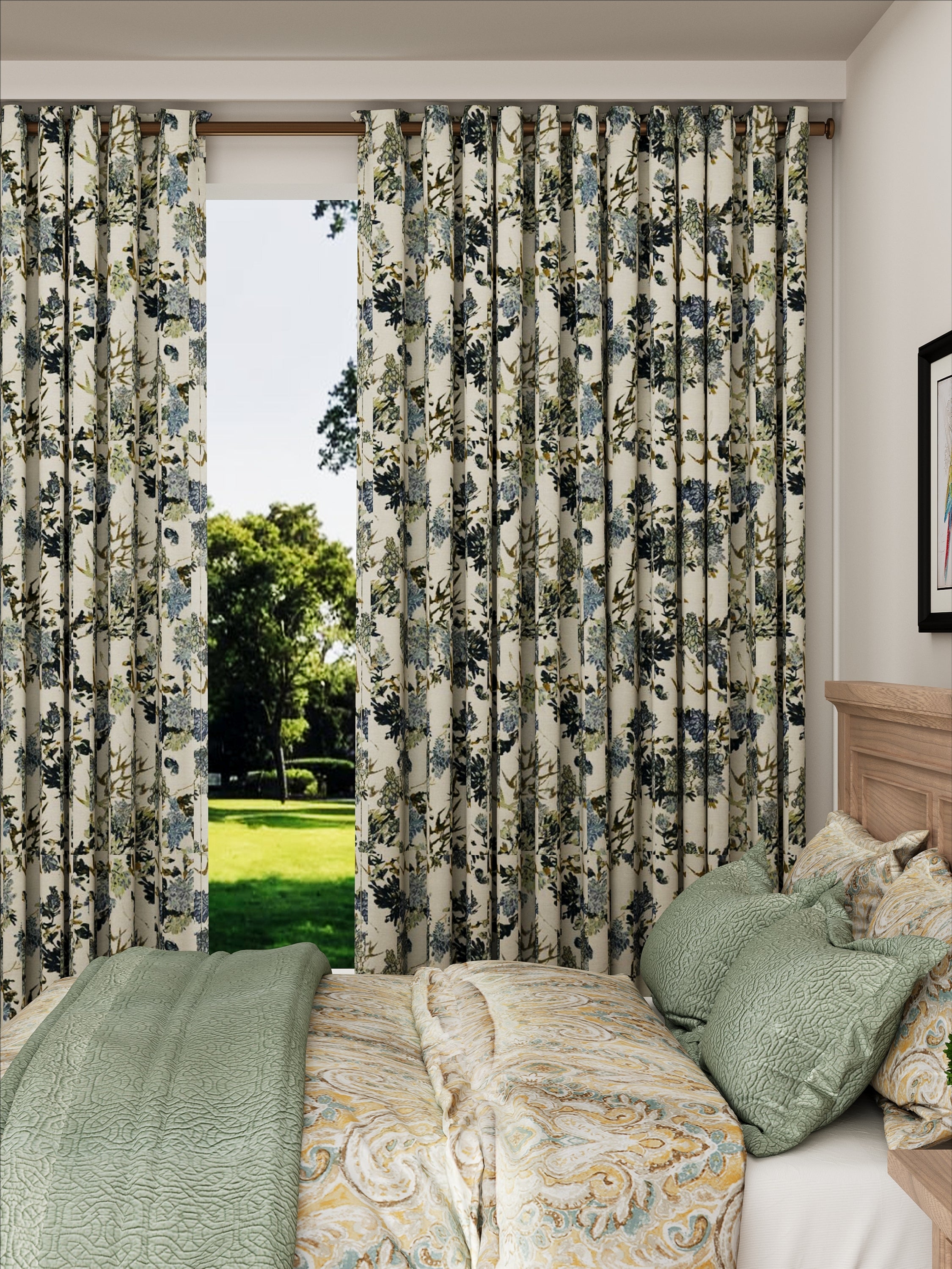 Tree Blue Jacquard Drape