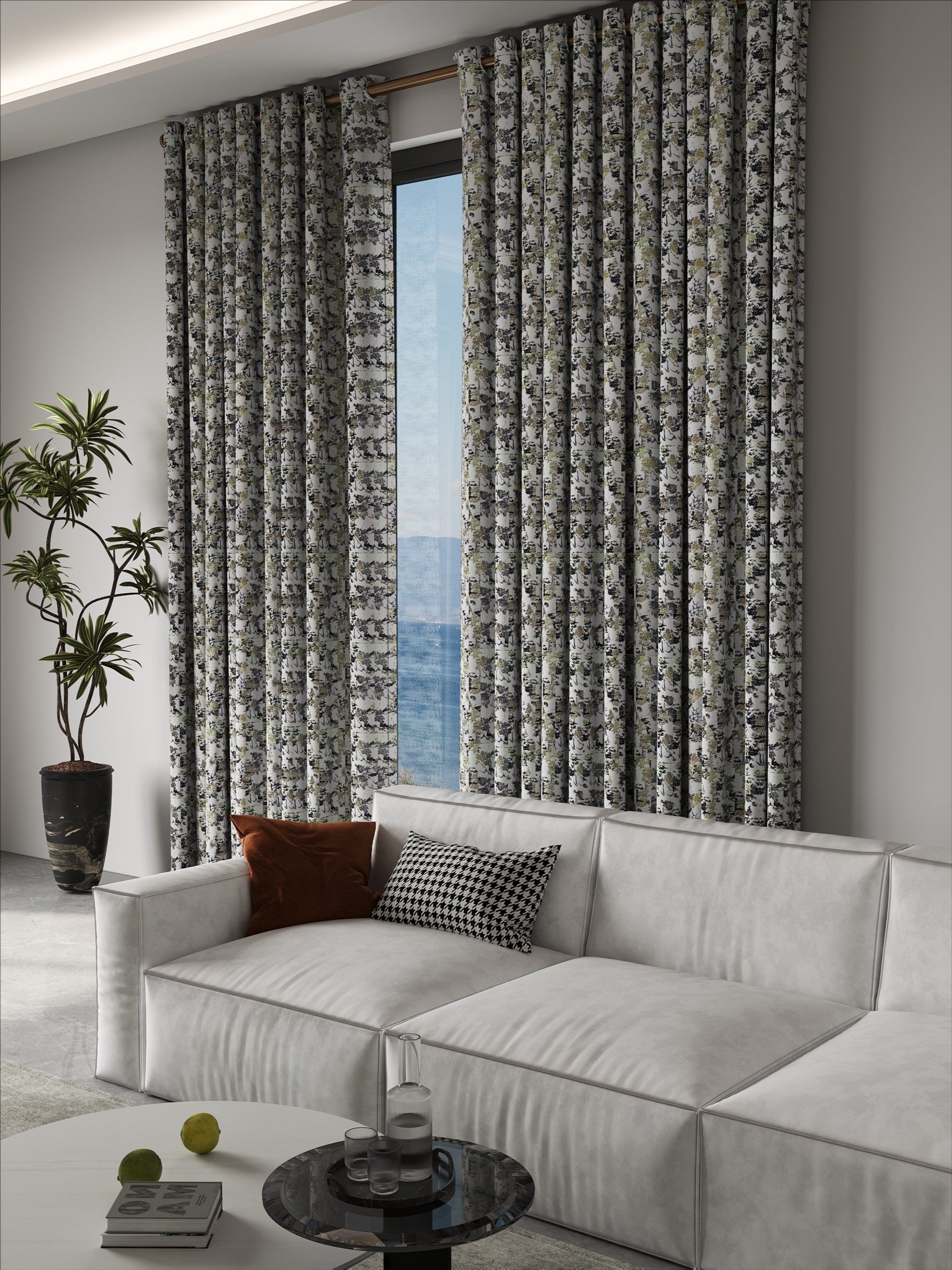 Tree Yellow Jacquard Drape
