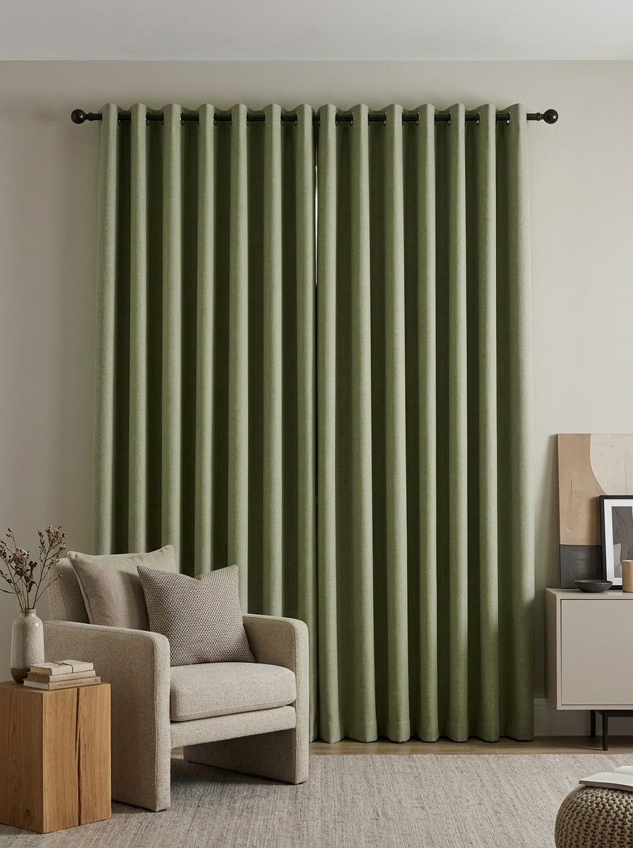 Khaki Brown Cotton Blackout Curtains