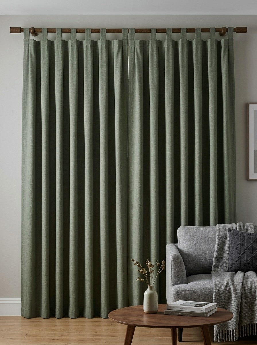 Sage Gray Cotton Blackout Curtains
