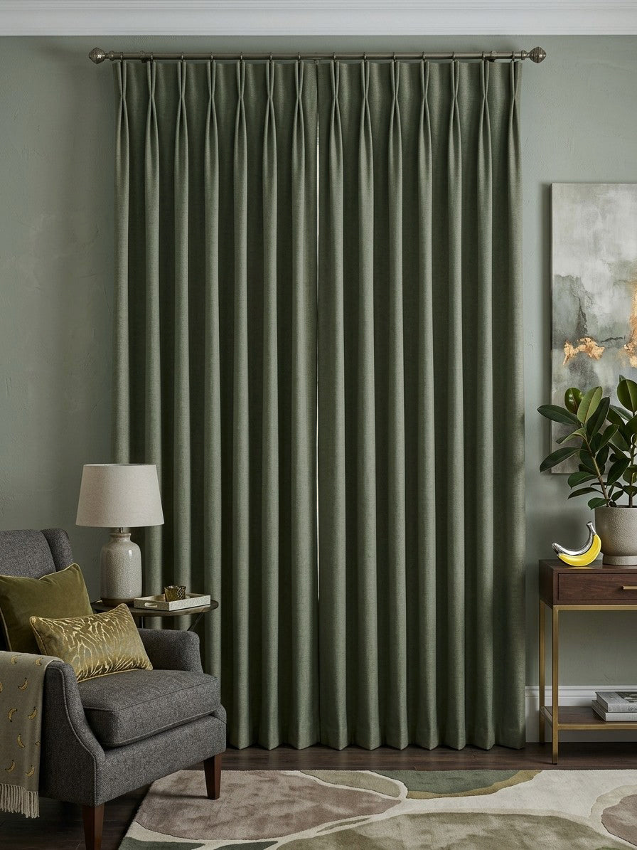 Olive Gray Cotton Blackout Curtains